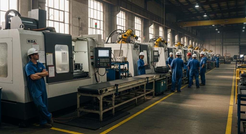 Manufacturing floor with idle production line - the hidden cost of IT downtime