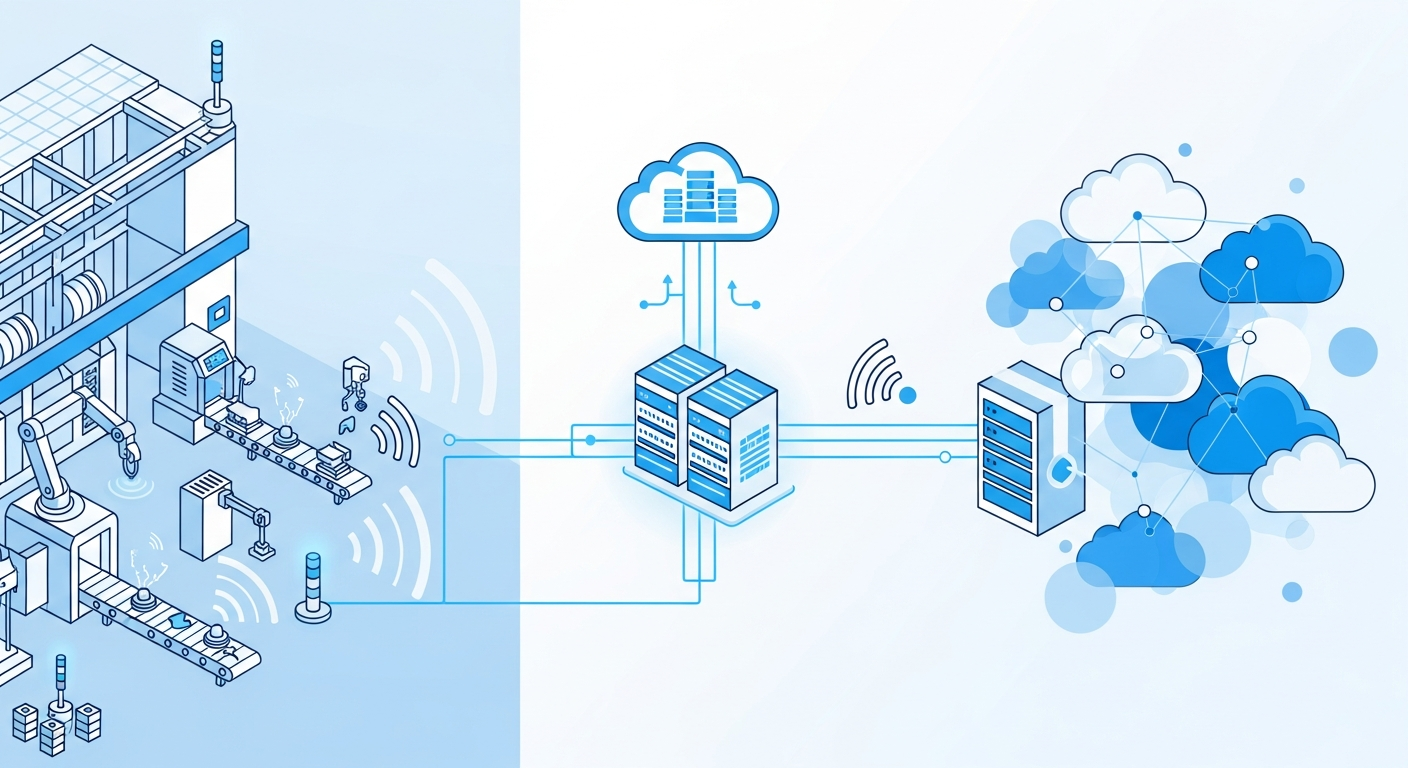 Hybrid cloud infrastructure for manufacturing facilities